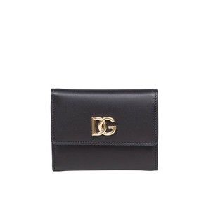 Dolce & Gabbana Black Leather Wallet With Metal Dg Logo - NWT